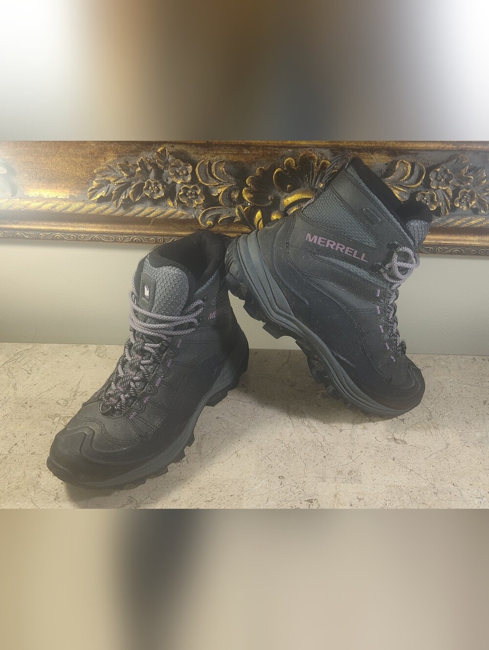 Merrell Thermo Chill 6" Mid Shell Waterproof Black and Gray Womens Hiking Boots